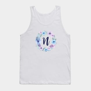 Floral Monogram N Icy Winter Blossoms Tank Top